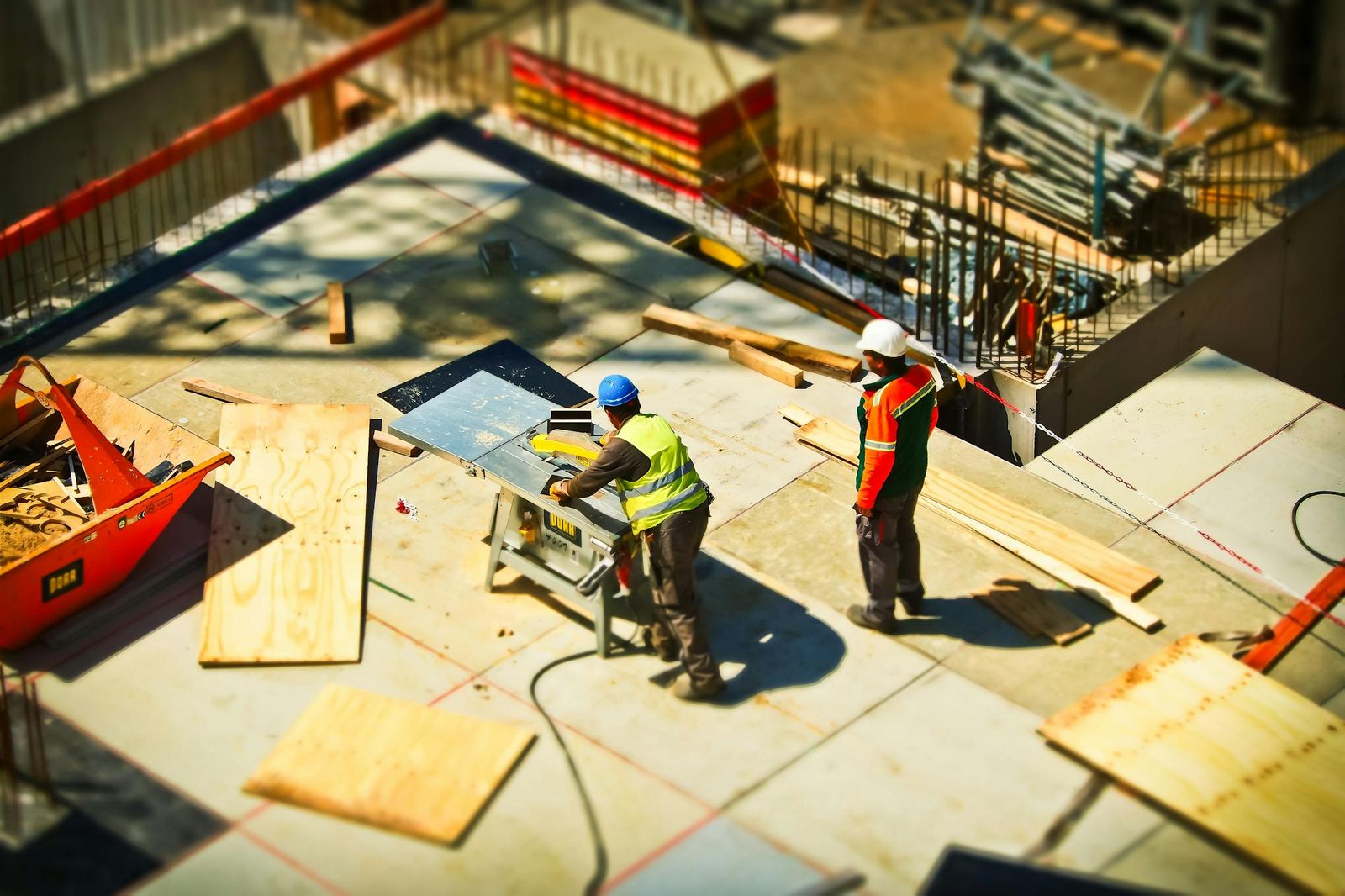 Construction crew working on a building site